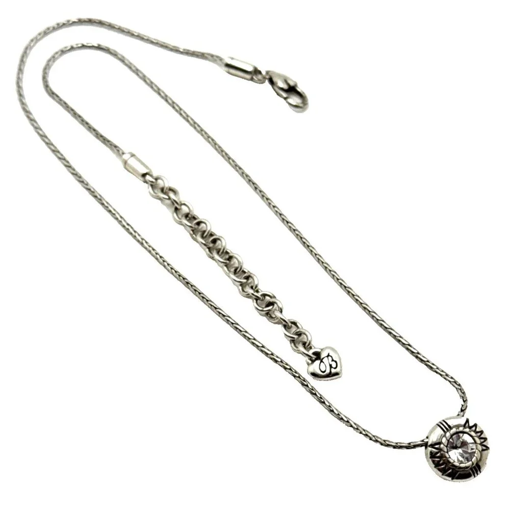 BRIGHTON FORTINO Reversible Pendant Necklace Citrine Clear Crystals 16